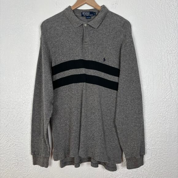 Polo by Ralph Lauren Men's Waffle Knit Long Sleeve Polo Shirt Size Large - Picture 1 of 3